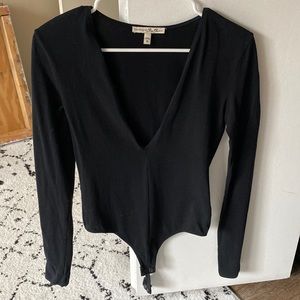 EXPRESS One Eleven deep v black bodysuit